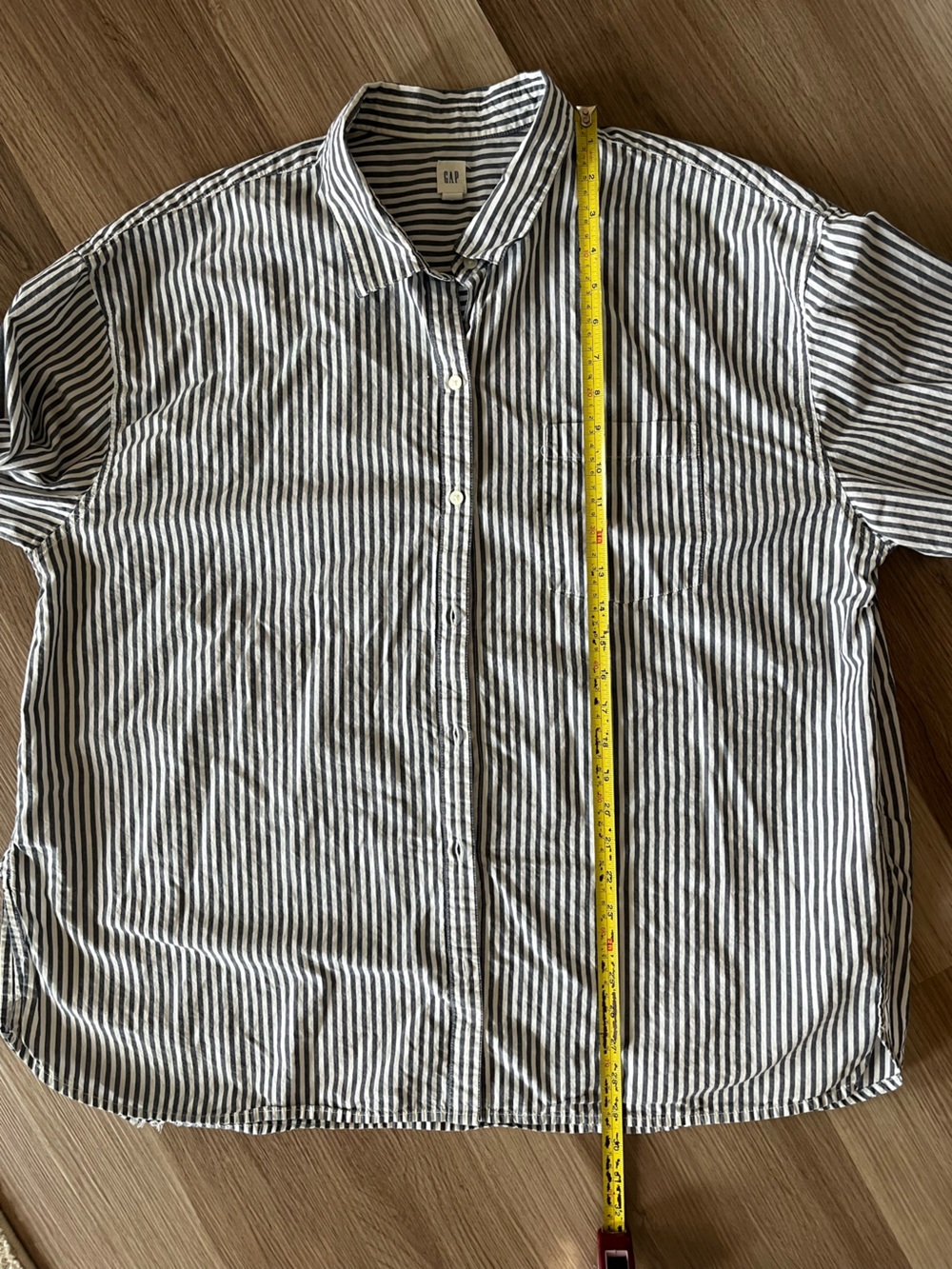 Gap Easy Shirt XXL Oversized Blue White Stripe Cotton Button Down Coastal Preppy - Picture 9 of 10